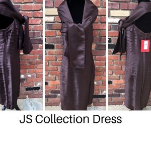 JS Collection Shutter Pleat BodyCon Brown Dress~12